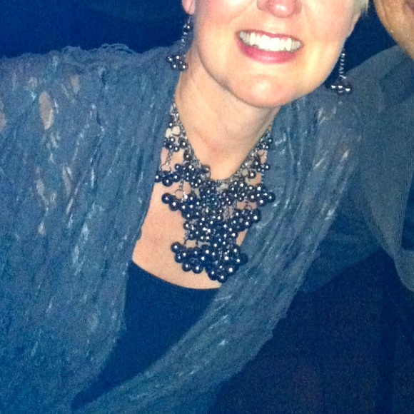 OOAK Black Metal Beaded Necklace & Earring Set - Picture 2 of 5